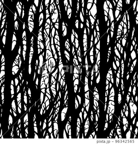 Dark forest vector seamless black and white pattern Dark forest vector seamless black and white pattern 96342565