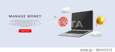 3d concept trading for business investment to make money. Online trading on laptop isolated on light background. Financial investing concept. Vector illustration 96343313
