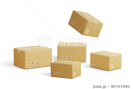 Set of parcels. Template of shopping packages. Cardboard boxes for packing and transportation of goods. Vector concept illustration. Set of parcels. Template of shopping packages. Cardboard boxes for packing and transportation of goods. Vector concept illustration. 96343490