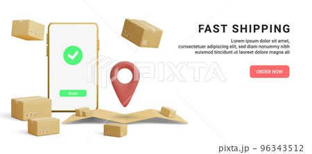 Fast shipping. Concept for fast delivery service. Vector illustration 96343512