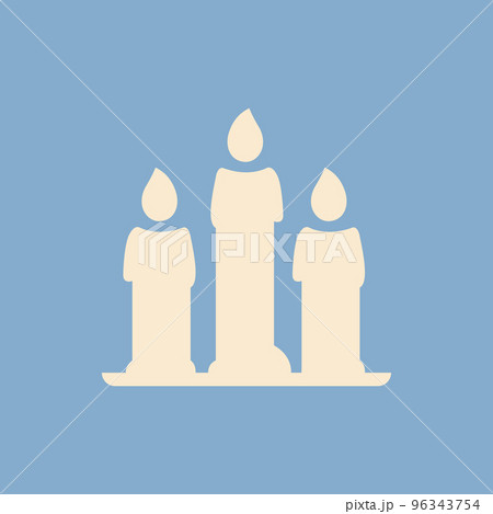 Three burning festive Christmas candles, new year element - Vector 96343754