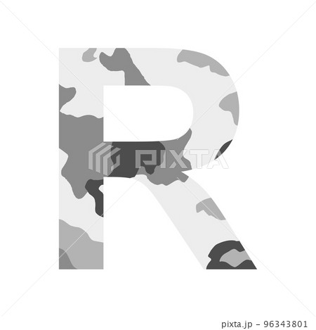 English alphabet letter R, khaki style isolated on white background - Vector 96343801