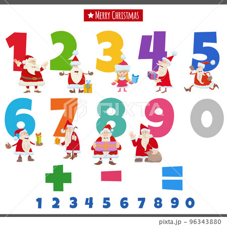 educational numbers set with Santa Clauses characters 96343880