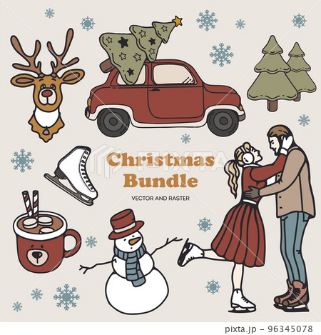 Christmas set vector illustration.  96345078