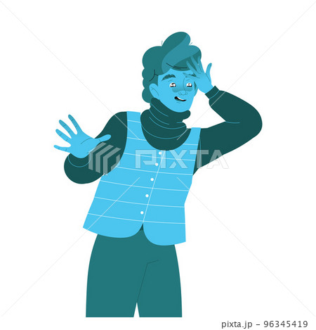 Freezing from Cold Man Character Feeling Stress and Fear Vector Illustration 96345419