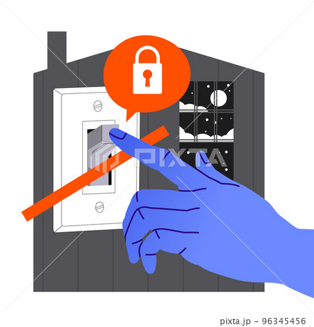 Blue Hand Trying to Pull Down Electricity Switch as Energy Crisis and Disaster Vector Illustration Blue Hand Trying to Pull Down Electricity Switch as Energy Crisis and Disaster Vector Illustration 96345456