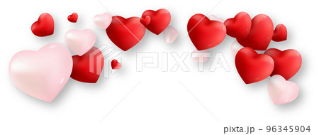 Red and Pink Love Hearts with Shadow 96345904
