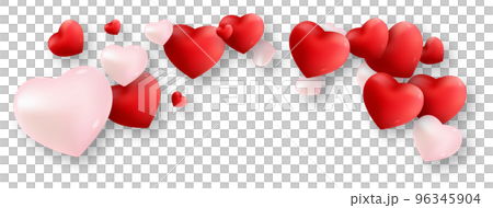 Red and Pink Love Hearts with Shadow 96345904