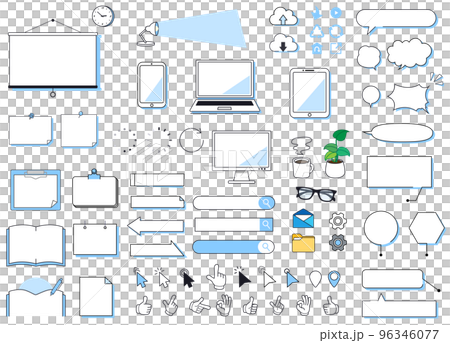 オフィスデザインのフレームと吹き出しのセット(サンプルテキストなし) オフィスデザインのフレームと吹き出しのセット(サンプルテキストなし) 96346077