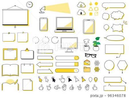 オフィスデザインのフレームと吹き出しのセット(サンプルテキストなし) オフィスデザインのフレームと吹き出しのセット(サンプルテキストなし) 96346078