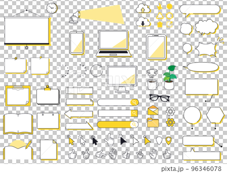 オフィスデザインのフレームと吹き出しのセット(サンプルテキストなし) オフィスデザインのフレームと吹き出しのセット(サンプルテキストなし) 96346078