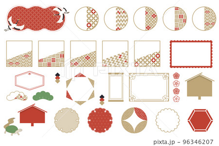 モダンな和柄のフレーム・素材セット モダンな和柄のフレーム・素材セット 96346207
