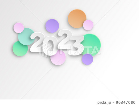 New year 2023 paper cut numbers in delicate colors. Decorative greeting card 2023 happy new year. Colorful Christmas banner, vector illustration isolated on white background New year 2023 paper cut numbers in delicate colors. Decorative greeting card 2023 happy new year. Colorful Christmas banner, vector illustration isolated on white background 96347080