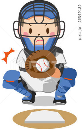 ボールを補球するキャッチャーの男の子 96349189