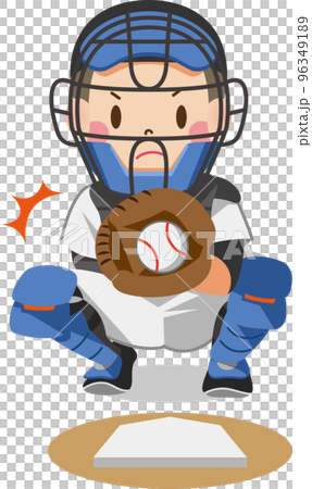ボールを補球するキャッチャーの男の子 96349189