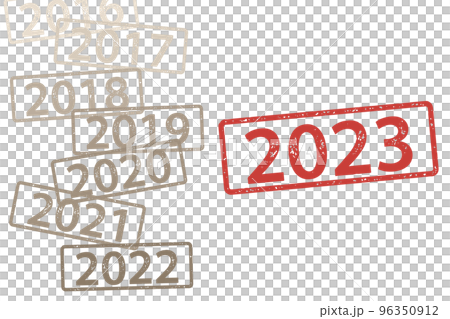 2023 年及之前的郵票。每個都是矢量數據。 2023 年及之前的郵票。每個都是矢量數據。 96350912