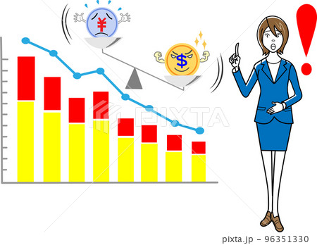 円安ドル高を説明するビジネスウーマン 96351330