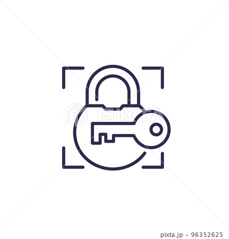 Lock and key, security line icon for apps and web 96352625
