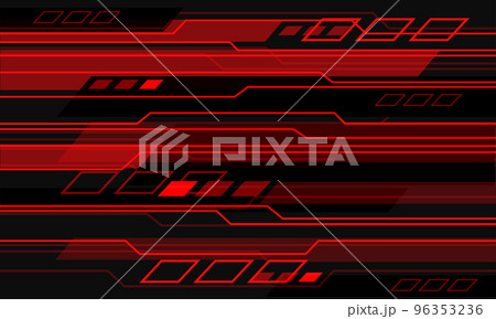 Abstract black red line circuit cyber geometric  design ultramodern futuristic technology background vector 96353236