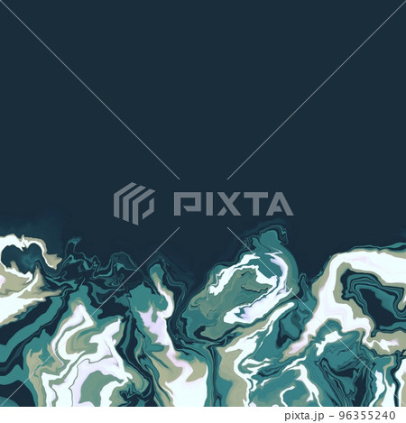 アクリルフルイドアート正方形抽象テンプレート)深緑の背景に白と緑のマーブル 液体やインクのテクスチャ アクリルフルイドアート正方形抽象テンプレート)深緑の背景に白と緑のマーブル 液体やインクのテクスチャ 96355240