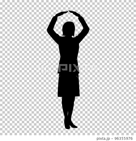 Silhouette of a business woman making a circle with her hand 96355976