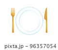 手描き　水彩　色鉛筆　ナチュラルでシンプルなカトラリーイラスト 96357054