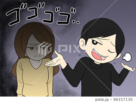 呆れる男性とイラつく女性 黒 96357130