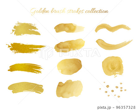 金色のブラシのストロークセット(ベクターイラスト) 金色のブラシのストロークセット(ベクターイラスト) 96357328