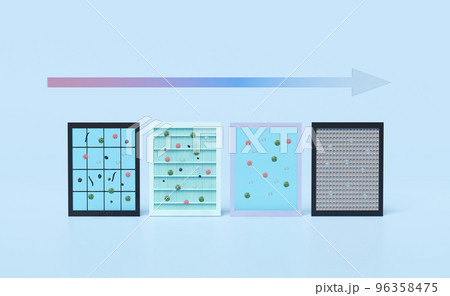 3d air filter layer and ventilate shows, dust filter layer for air purifier, dehumidifier, misting fans, prevents vapors and odors from chemicals, virus, allergen, 3d render illustration 96358475