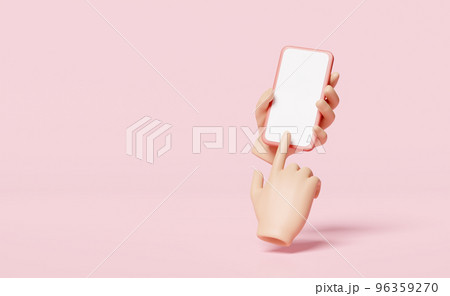 3d hand holding smartphone isolated on pink background. hand using mobile phone, screen phone template, empty screen phone mockup, minimal concept, 3d render illustration 3d hand holding smartphone isolated on pink background. hand using mobile phone, screen phone template, empty screen phone mockup, minimal concept, 3d render illustration 96359270