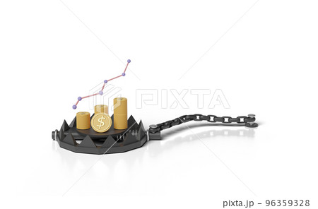 3d Bear Trap with charts and graph, money coin dollar 96359328