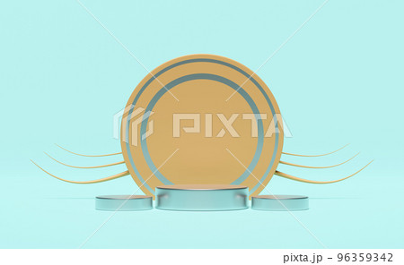 silver podium empty with geometric shapes in blue composition for modern stage display and minimalist mockup, abstract showcase background. Concept 3d illustration or 3d render silver podium empty with geometric shapes in blue composition for modern stage display and minimalist mockup, abstract showcase background. Concept 3d illustration or 3d render 96359342