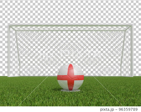 soccer balls in England flags colors on soccer field . 3d rendering soccer balls in England flags colors on soccer field . 3d rendering 96359789
