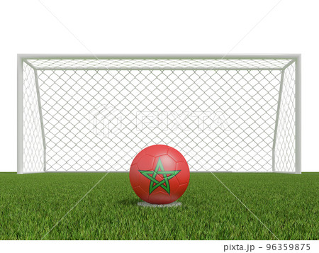 soccer balls in Morocco flags colors on soccer field . 3d rendering soccer balls in Morocco flags colors on soccer field . 3d rendering 96359875