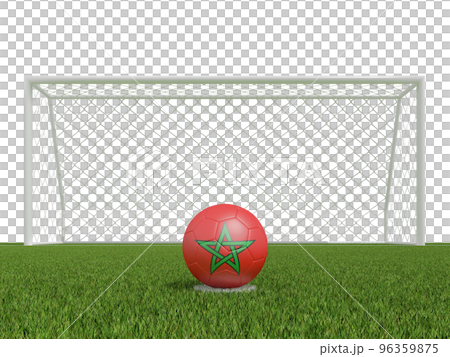 soccer balls in Morocco flags colors on soccer field . 3d rendering soccer balls in Morocco flags colors on soccer field . 3d rendering 96359875