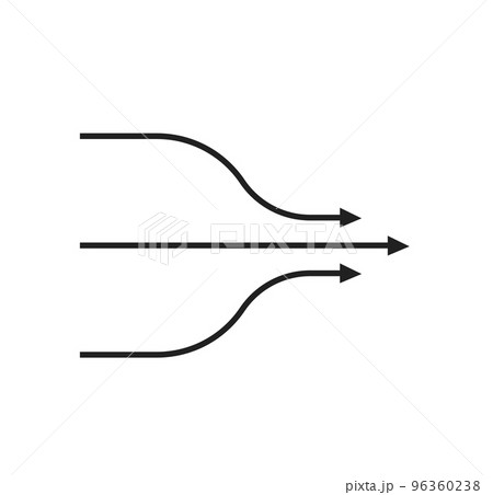 Three merging black arrows. Merger business concept with teamwork 96360238