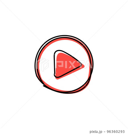 Red round play button hand rawn icon 96360293