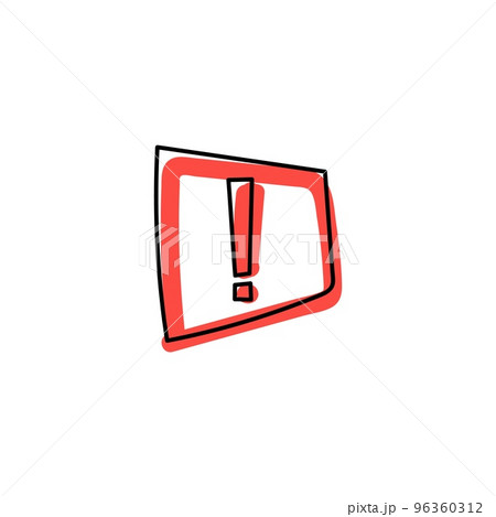 Red warning exclamation mark hand drawn icon Red warning exclamation mark hand drawn icon 96360312
