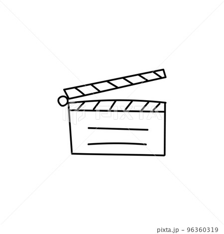 Clicking movie clapperboard hand drawn icon 96360319