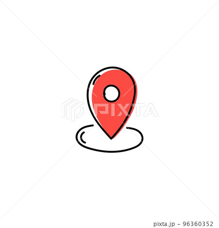 Red navigation web map pointer hand drawn icon Red navigation web map pointer hand drawn icon 96360352