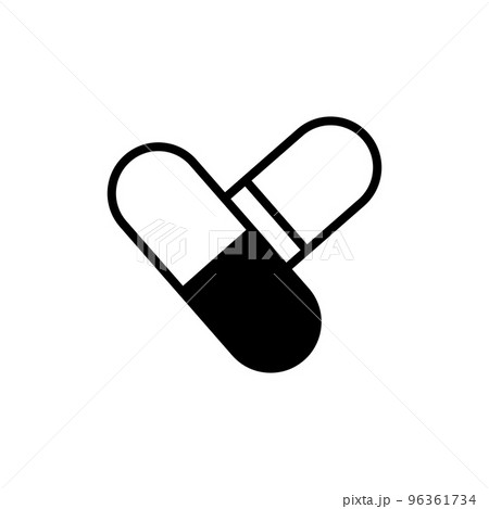 Medical pills and capsules icon set 96361734
