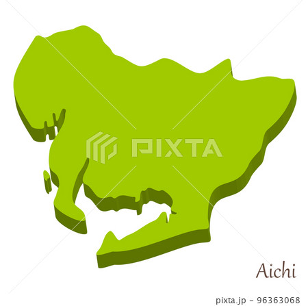 愛知県の立体的な地図、シンボルマーク 96363068