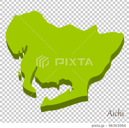 愛知県の立体的な地図、シンボルマーク 96363068