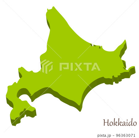 北海道の立体的な地図、シンボルマーク 96363071