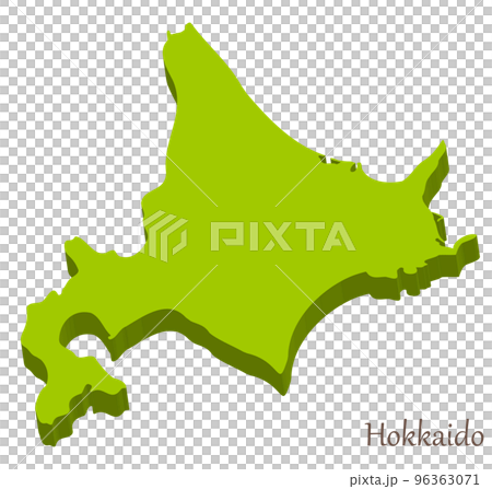 北海道の立体的な地図、シンボルマーク 96363071