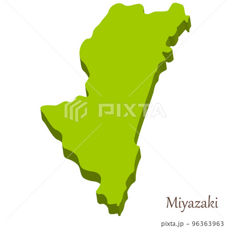 宮崎県の立体的な地図、シンボルマーク 96363963