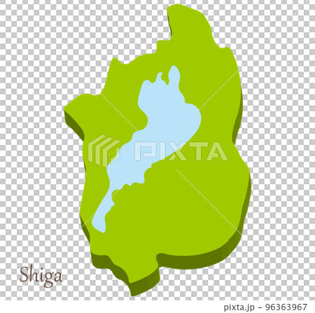Three-dimensional map and symbol mark of Shiga Prefecture 96363967