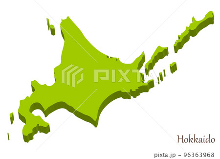 北海道全域、北方4島を含む立体的な地図 96363968