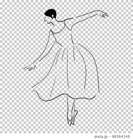 Dancing female ballerina vector line drawing Dancing female ballerina vector line drawing 96364148
