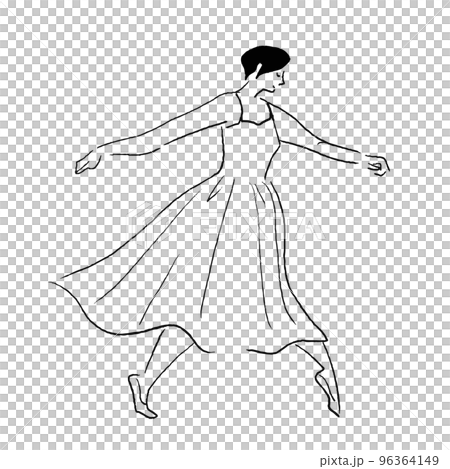 Dancing female ballerina vector line drawing Dancing female ballerina vector line drawing 96364149